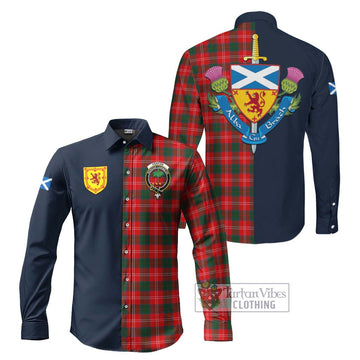 Tartan Vibes Clothing Fenton Tartan Long Sleeve Button Shirt with Scottish Lion Royal Arm Half Style