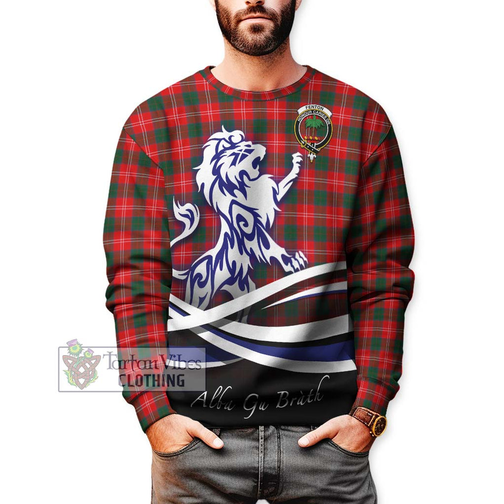 Fenton Tartan Sweatshirt with Alba Gu Brath Regal Lion Emblem Unisex - Tartan Vibes Clothing