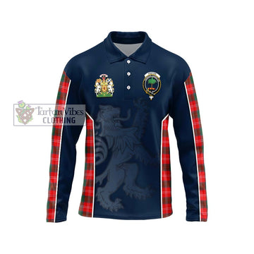 Fenton Tartan Long Sleeve Polo Shirt with Family Crest and Lion Rampant Vibes Sport Style Unisex - Tartan Vibes Clothing