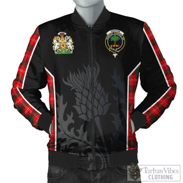 Tartan Vibes Clothing Fenton Tartan Bomber Jacket with Family Crest and Scottish Thistle Vibes Sport Style