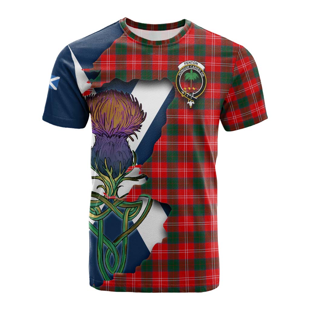 Tartan Vibes Clothing Fenton Tartan Family Crest Cotton T-shirt Scottish Thistle Celtic Inspired