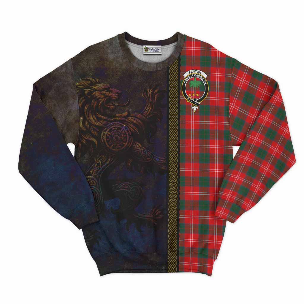 Fenton Tartan Family Crest Sweatshirt Alba Gu Brath Be Brave Lion Ancient Style Unisex - Tartan Vibes Clothing