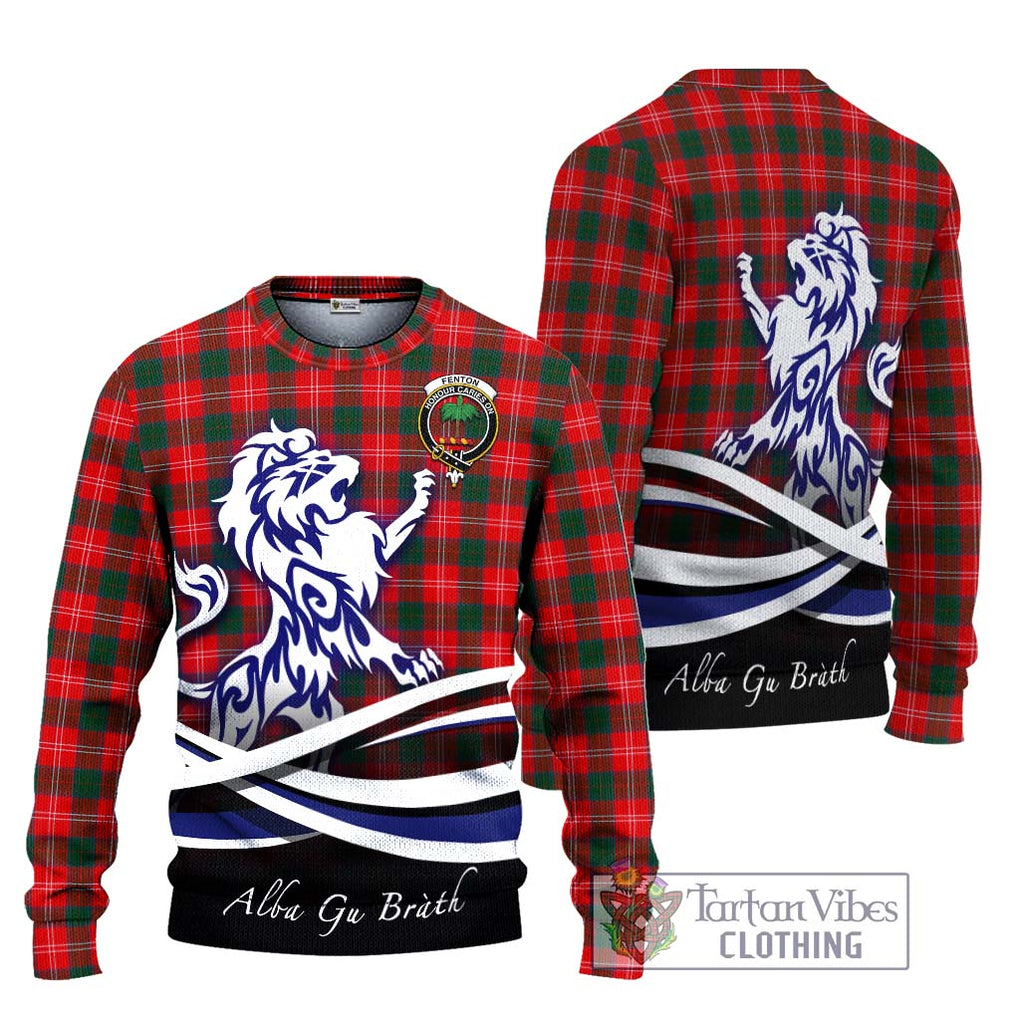 Fenton Tartan Ugly Sweater with Alba Gu Brath Regal Lion Emblem Unisex - Tartan Vibes Clothing