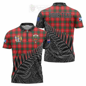 Fenton Crest Tartan Zipper Polo Shirt with New Zealand Silver Fern Half Style Unisex - Tartan Vibes Clothing