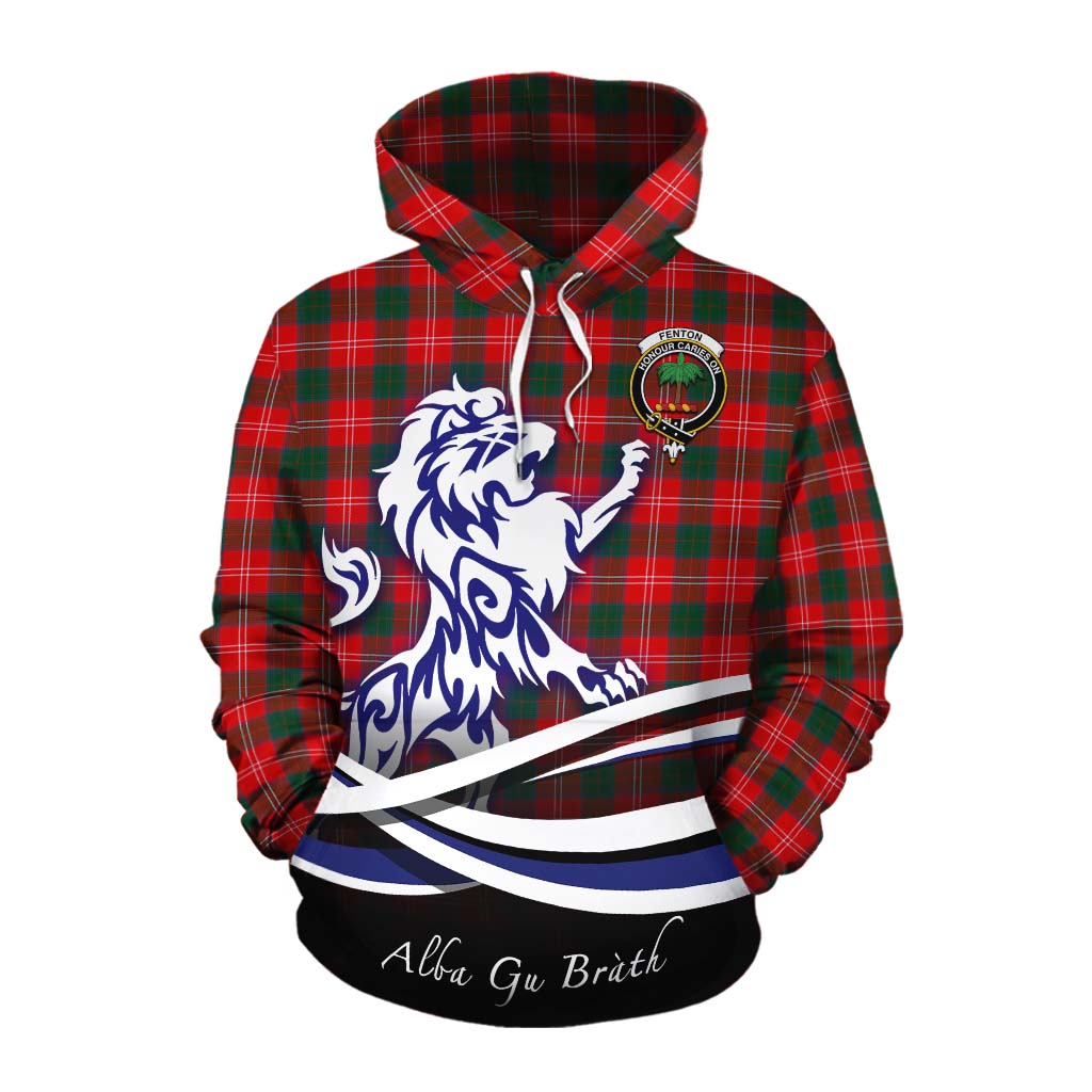 Fenton Tartan Cotton Hoodie with Alba Gu Brath Regal Lion Emblem Pullover Hoodie XS - Tartan Vibes Clothing