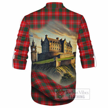 Fenton Tartan Family Crest Ghillie Kilt Shirt with Scottish Ancient Castle Style - Tartan Vibes Clothing