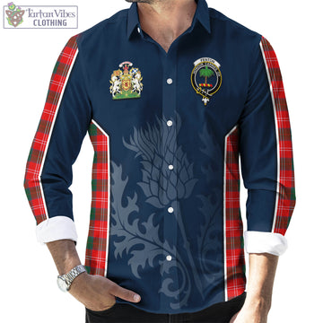 Fenton Tartan Long Sleeve Button Up Shirt with Family Crest and Scottish Thistle Vibes Sport Style