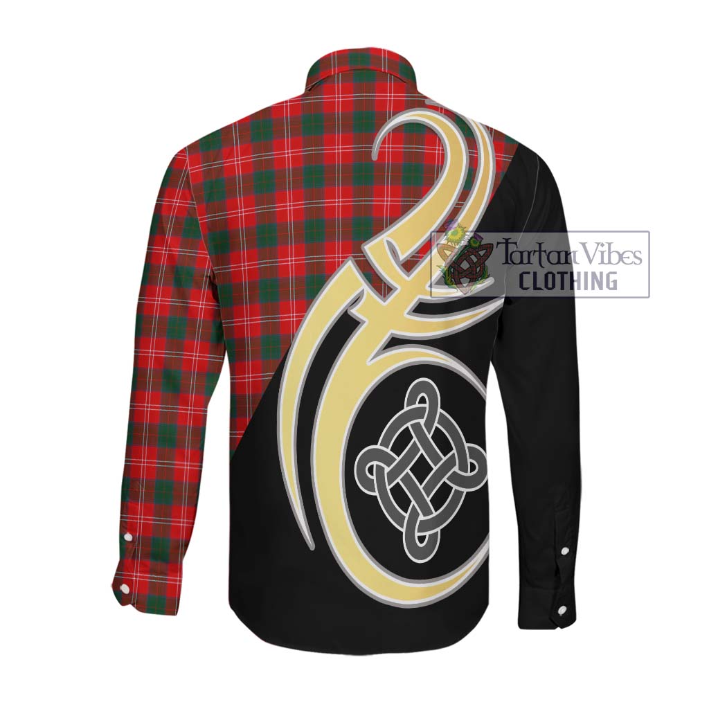 Fenton Tartan Long Sleeve Button Shirt with Family Crest and Celtic Symbol Style Men's Shirt - Tartan Vibes Clothing