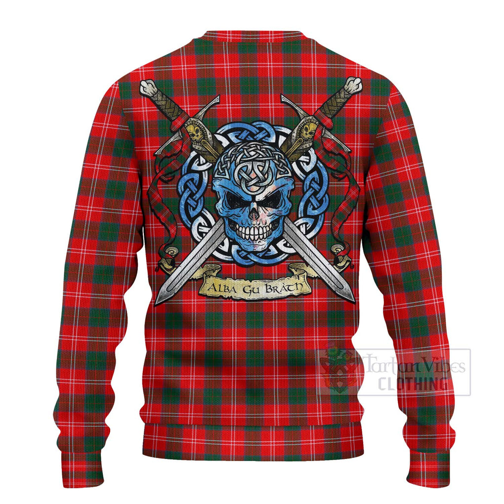 Fenton Tartan Ugly Sweater with Family Crest Celtic Skull Style - Tartan Vibes Clothing