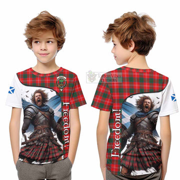 Tartan Vibes Clothing Fenton Crest Tartan Kid T-Shirt Inspired by the Freedom of Scottish Warrior