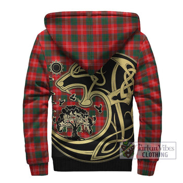 Fenton Tartan Sherpa Hoodie with Family Crest Celtic Wolf Style - Tartan Vibes Clothing