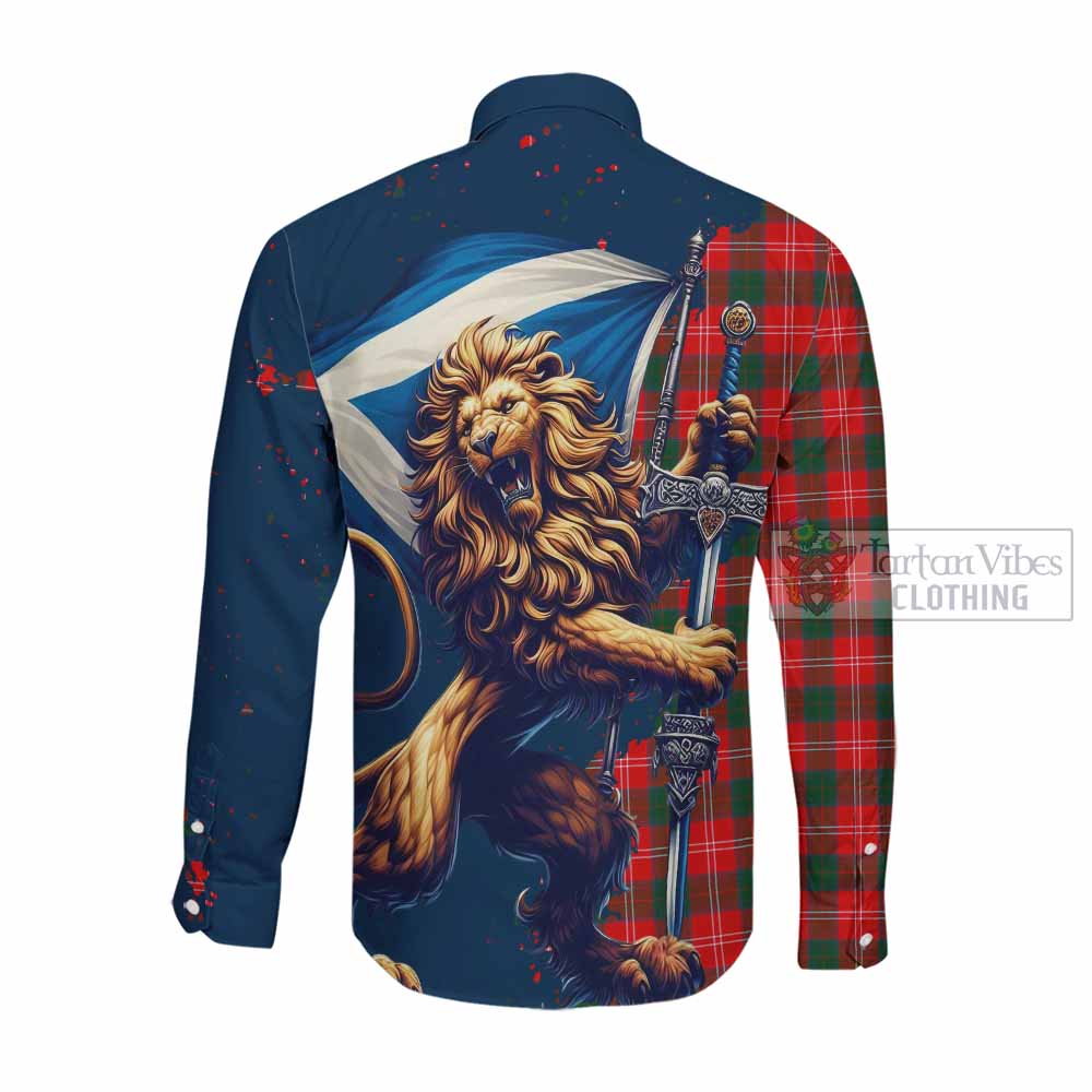 Fenton Tartan Family Crest Long Sleeve Button Shirt with Scottish Majestic Lion Men's Shirt - Tartan Vibes Clothing