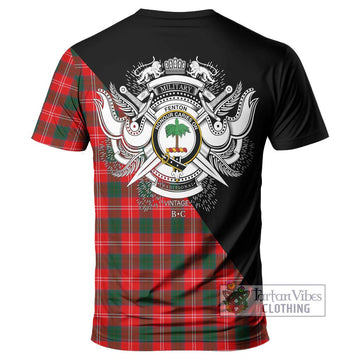 Fenton Tartan T-Shirt with Family Crest and Military Logo Style - Tartan Vibes Clothing