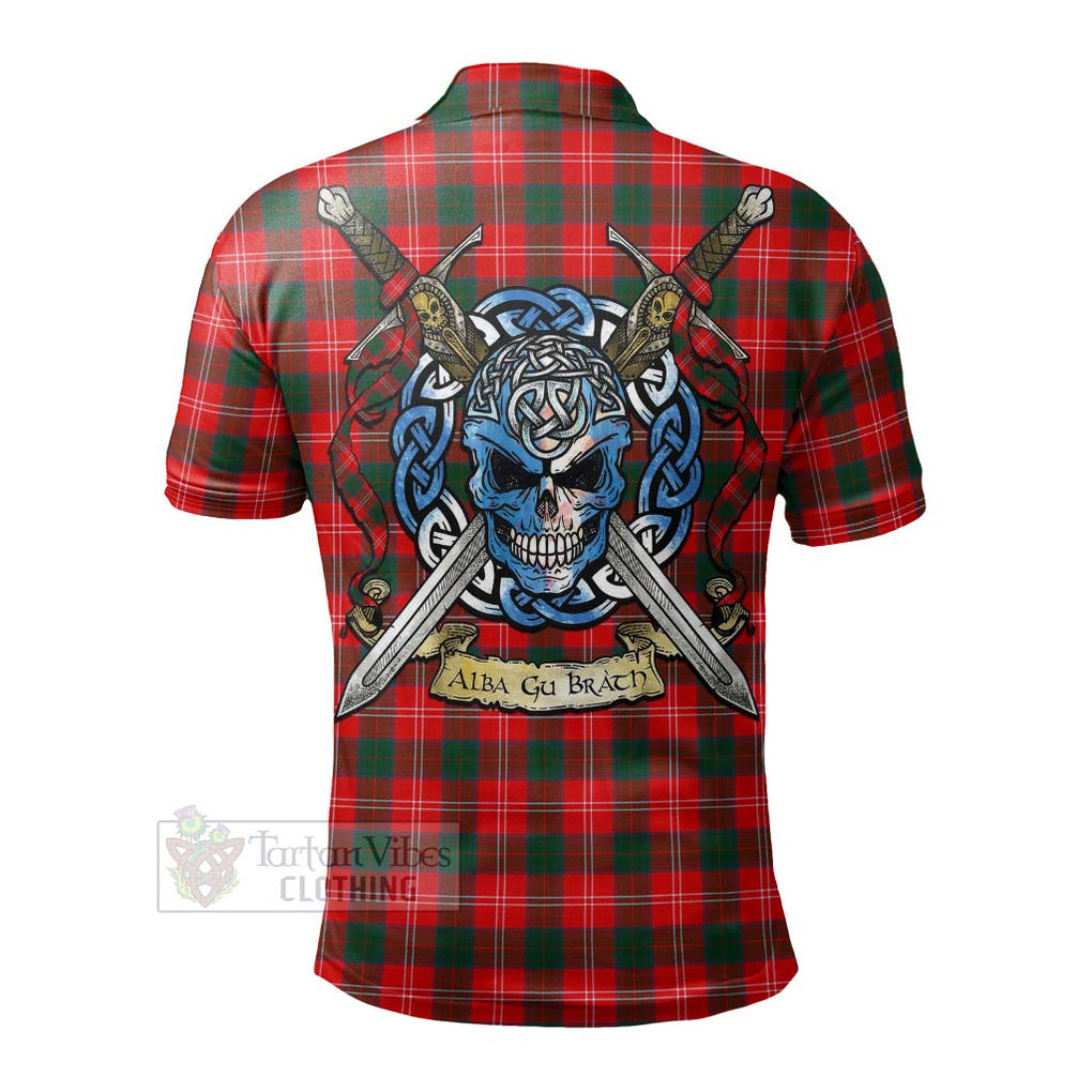 Fenton Tartan Polo Shirt with Family Crest Celtic Skull Style - Tartan Vibes Clothing