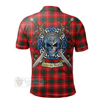 Fenton Tartan Polo Shirt with Family Crest Celtic Skull Style - Tartan Vibes Clothing