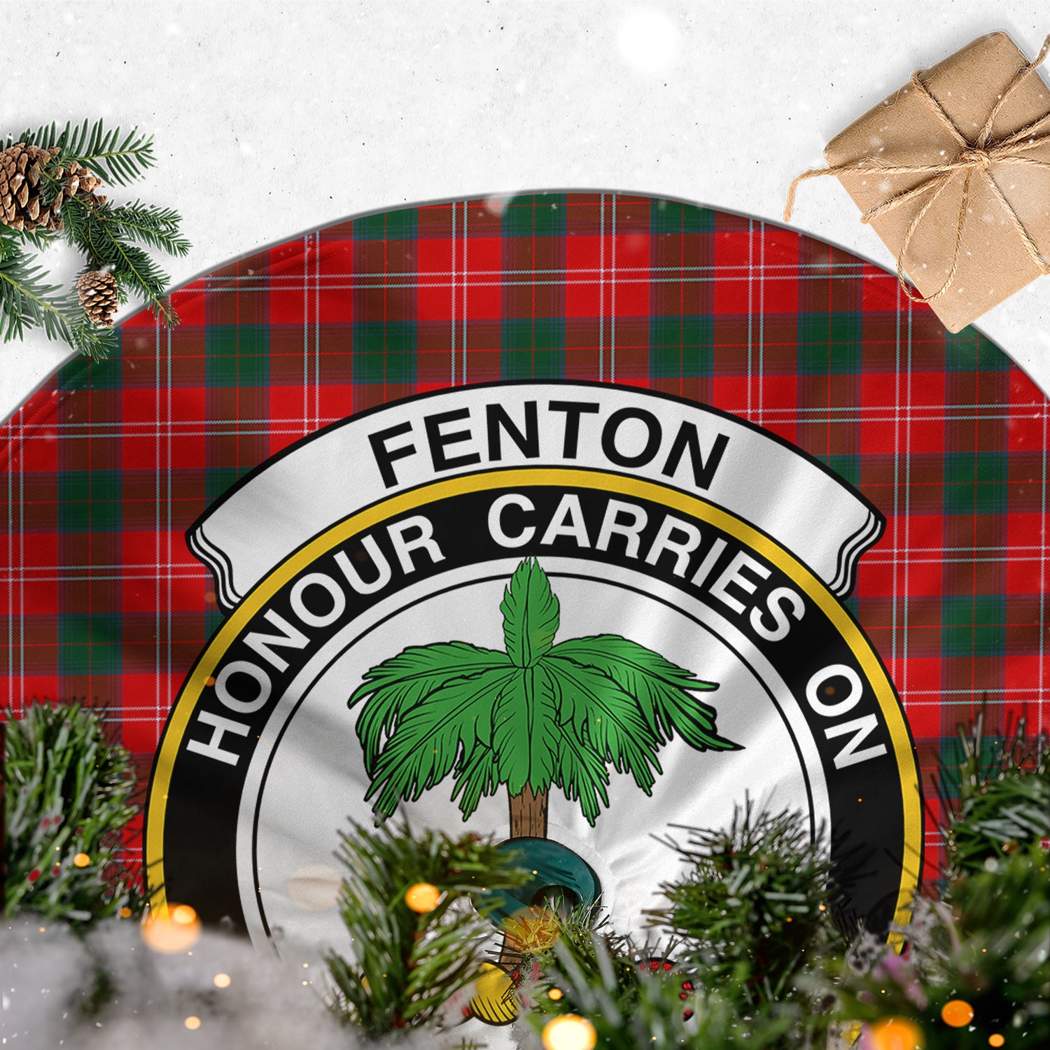 Fenton Tartan Christmas Tree Skirt with Family Crest - Tartan Vibes Clothing