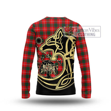 Fenton Tartan Long Sleeve T-Shirt with Family Crest Celtic Wolf Style - Tartan Vibes Clothing
