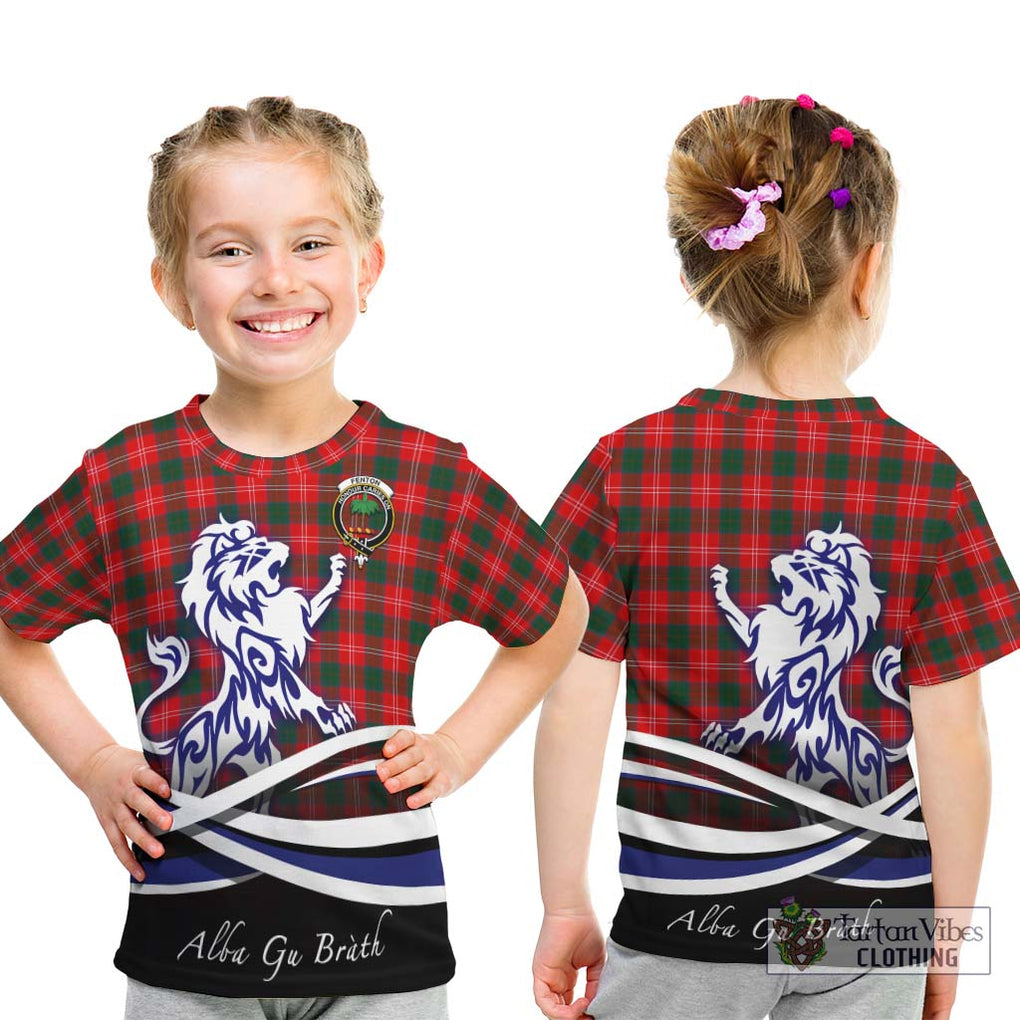 Fenton Tartan Kid T-Shirt with Alba Gu Brath Regal Lion Emblem - Tartan Vibes Clothing