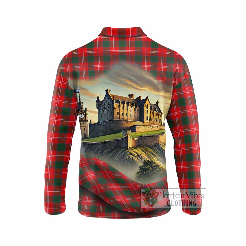 Fenton Tartan Family Crest Long Sleeve Polo Shirt with Scottish Ancient Castle Style - Tartan Vibes Clothing