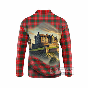 Fenton Tartan Family Crest Long Sleeve Polo Shirt with Scottish Ancient Castle Style - Tartan Vibes Clothing