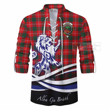 Fenton Tartan Ghillie Kilt Shirt with Alba Gu Brath Regal Lion Emblem - Tartan Vibes Clothing