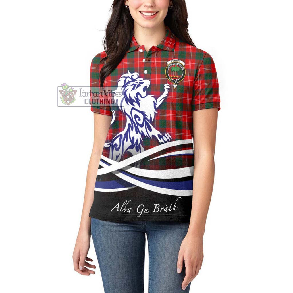 Fenton Tartan Women's Polo Shirt with Alba Gu Brath Regal Lion Emblem - Tartan Vibes Clothing