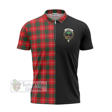 Fenton Tartan Zipper Polo Shirt with Family Crest and Half Of Me Style - Tartan Vibes Clothing