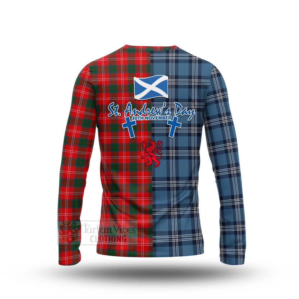 Fenton Tartan Long Sleeve T-Shirt Happy St. Andrew's Day Half Tartan Style - Tartan Vibes Clothing