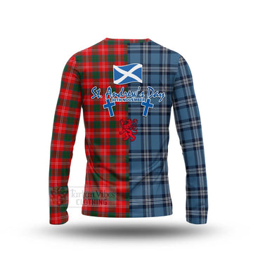 Fenton Tartan Long Sleeve T-Shirt Happy St. Andrew's Day Half Tartan Style - Tartan Vibes Clothing
