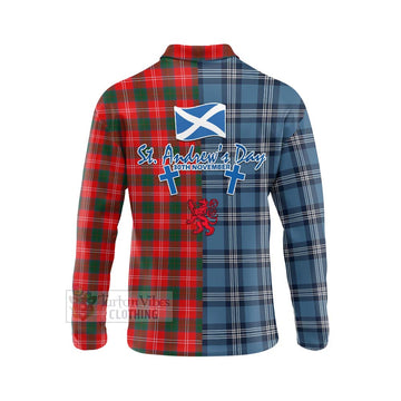 Fenton Tartan Long Sleeve Polo Shirt Happy St. Andrew's Day Half Tartan Style - Tartan Vibes Clothing