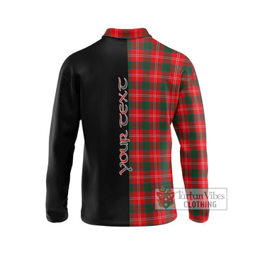 Fenton Tartan Long Sleeve Polo Shirt with Family Crest and Half Of Me Style - Tartanvibesclothing Shop