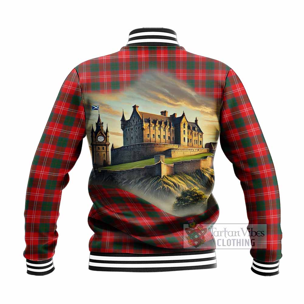 Fenton Tartan Family Crest Baseball Jacket with Scottish Ancient Castle Style - Tartan Vibes Clothing