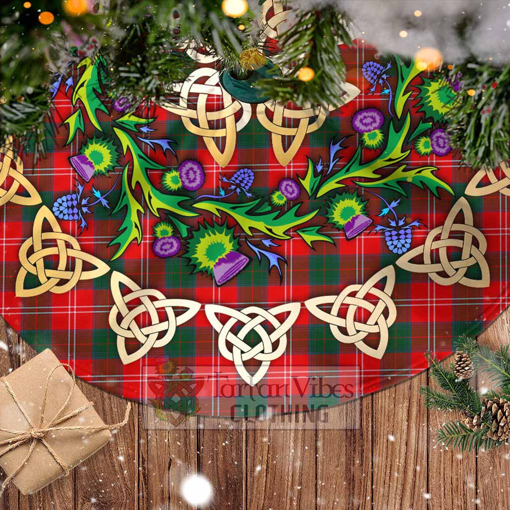 Tartan Vibes Clothing Fenton Tartan Christmas Tree Skirt with Thistle Celtic Knot Style