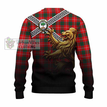 Fenton Crest Tartan Knitted Sweater with Golden Lion Emblem Celtic Style - Tartan Vibes Clothing
