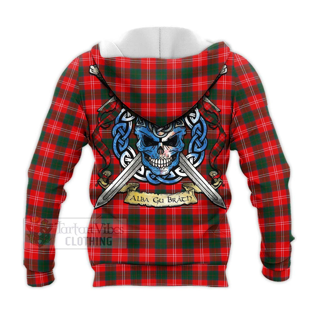 Fenton Tartan Knitted Hoodie with Family Crest Celtic Skull Style - Tartan Vibes Clothing