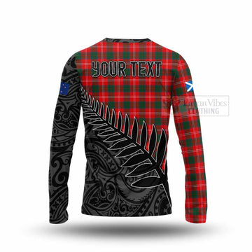 Fenton Crest Tartan Long Sleeve T-Shirt with New Zealand Silver Fern Half Style - Tartan Vibes Clothing