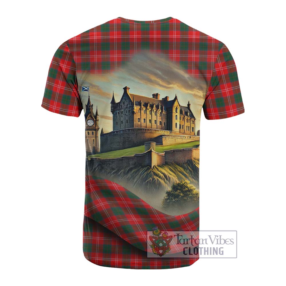 Fenton Tartan Family Crest Cotton T-shirt with Scottish Ancient Castle Style - Tartan Vibes Clothing