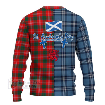 Fenton Tartan Knitted Sweater Happy St. Andrew's Day Half Tartan Style - Tartan Vibes Clothing
