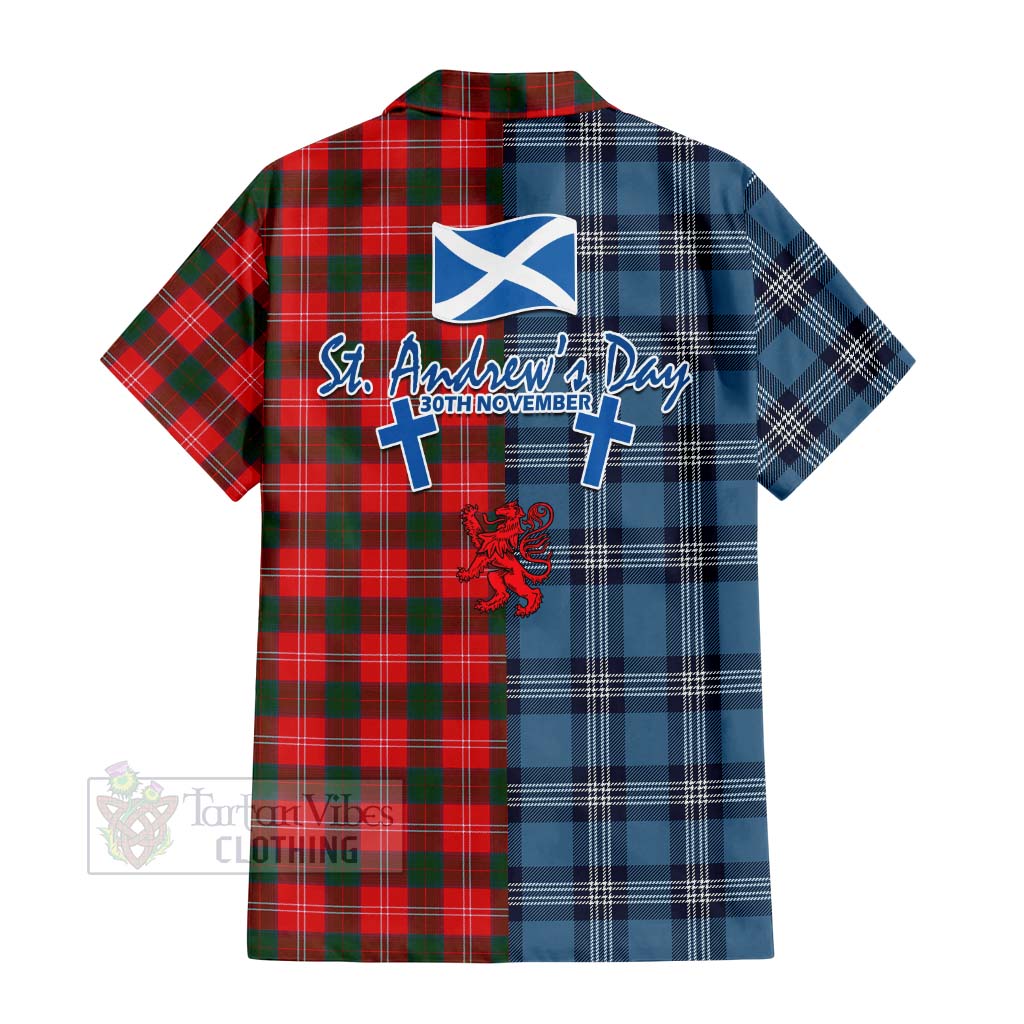Fenton Tartan Hawaiian Shirt Happy St. Andrew's Day Half Tartan Style - Tartan Vibes Clothing