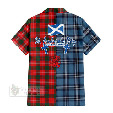 Fenton Tartan Hawaiian Shirt Happy St. Andrew's Day Half Tartan Style - Tartan Vibes Clothing