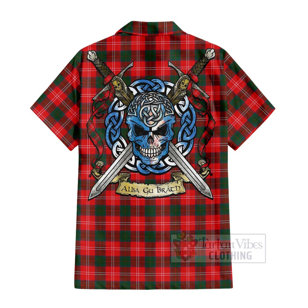 Fenton Tartan Hawaiian Shirt with Family Crest Celtic Skull Style - Tartan Vibes Clothing
