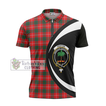 Fenton Tartan Zipper Polo Shirt with Family Crest Circle Style - Tartan Vibes Clothing
