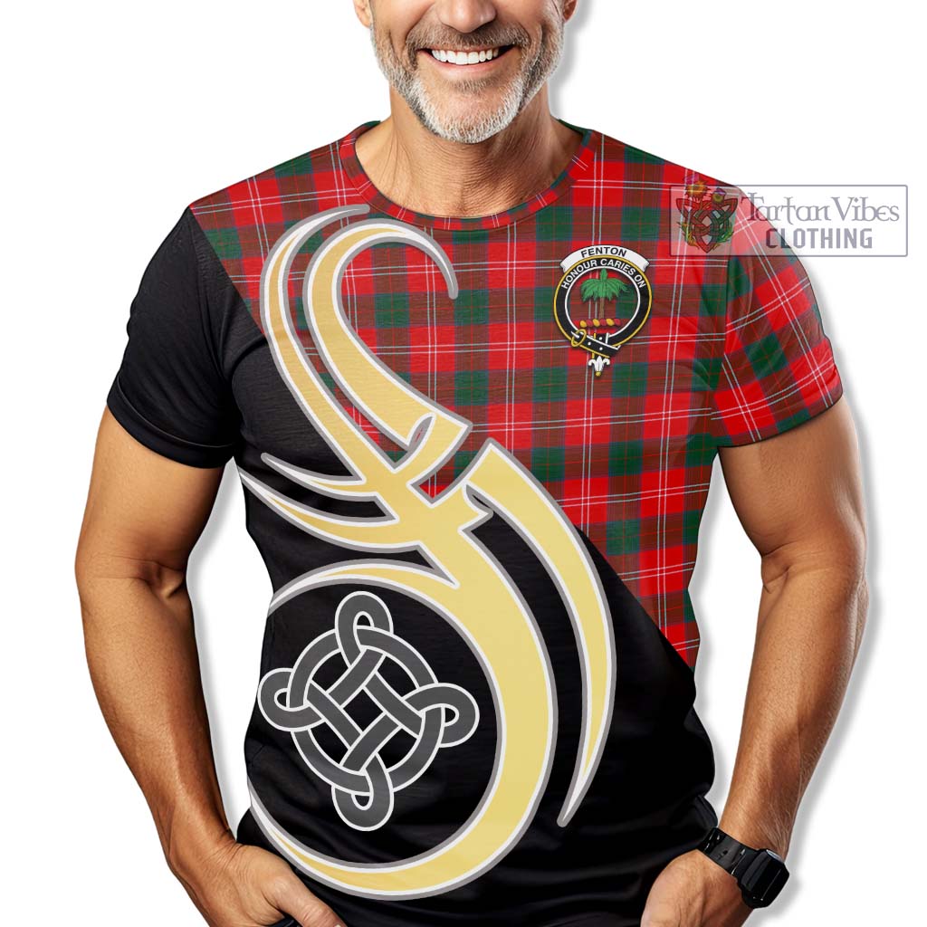 Fenton Tartan T-Shirt with Family Crest and Celtic Symbol Style - Tartan Vibes Clothing