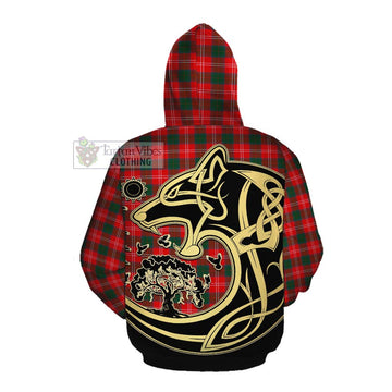 Fenton Tartan Cotton Hoodie with Family Crest Celtic Wolf Style Pullover Hoodie - Tartan Vibes Clothing