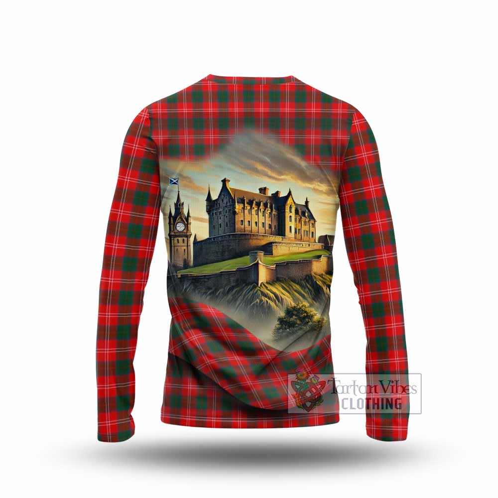 Fenton Tartan Family Crest Long Sleeve T-Shirt with Scottish Ancient Castle Style - Tartan Vibes Clothing