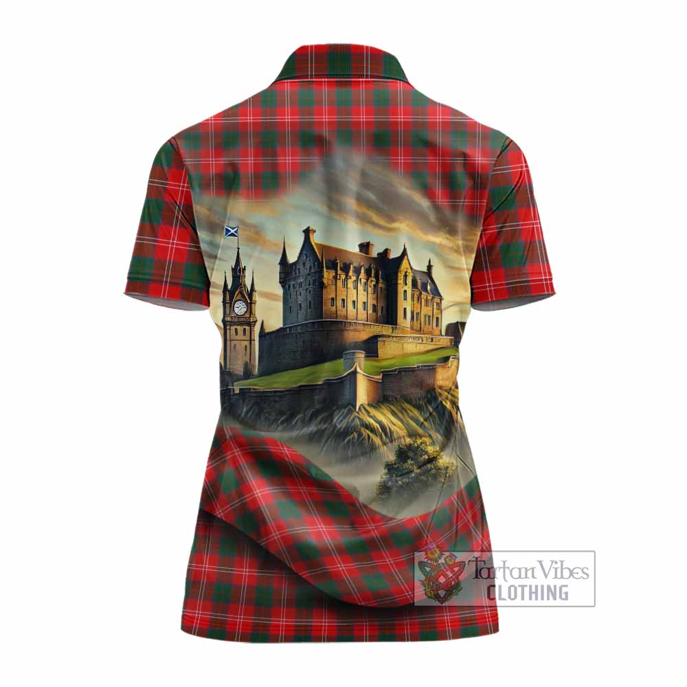 Fenton Tartan Family Crest Women's Polo Shirt with Scottish Ancient Castle Style - Tartan Vibes Clothing