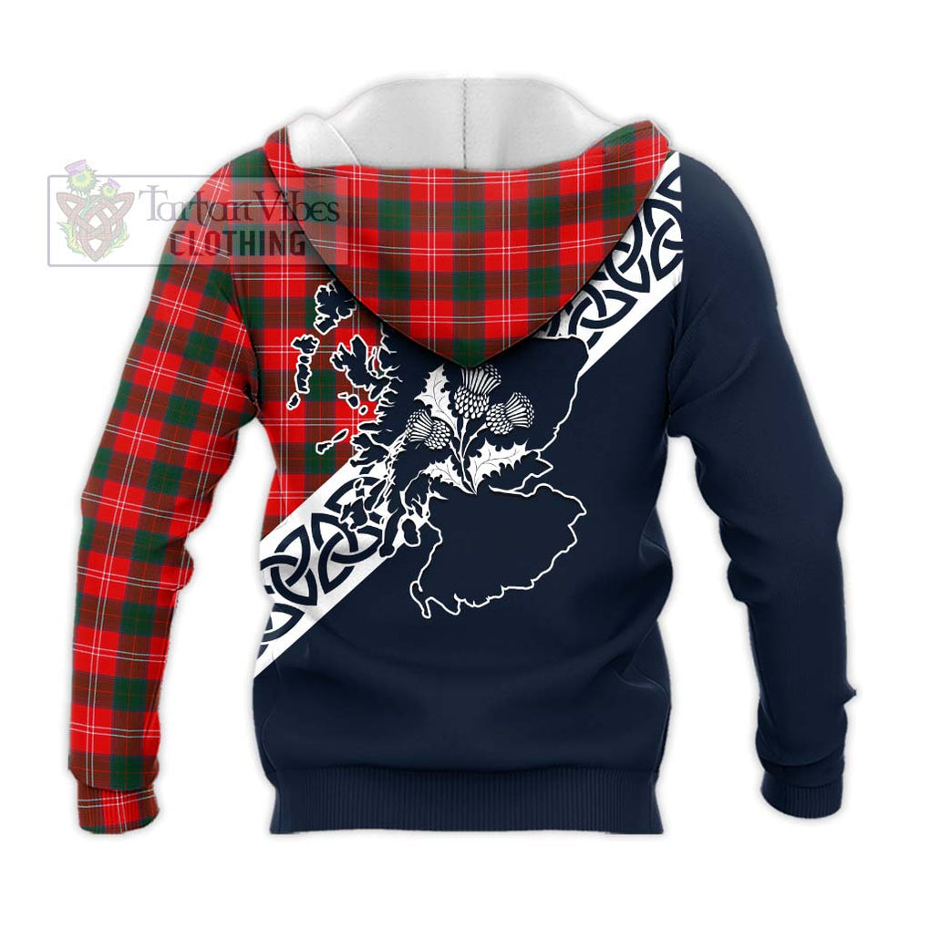 Fenton Tartan Knitted Hoodie Featuring Thistle and Scotland Map - Tartan Vibes Clothing
