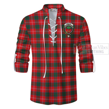 Fenton Tartan Ghillie Kilt Shirt with Family Crest and Bearded Skull Holding Bottles of Whiskey - Tartan Vibes Clothing