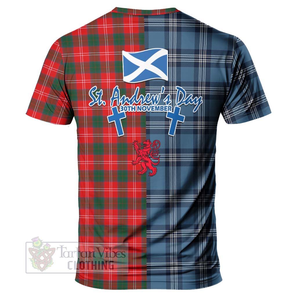 Fenton Tartan T-Shirt Happy St. Andrew's Day Half Tartan Style - Tartan Vibes Clothing