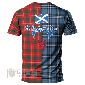 Fenton Tartan T-Shirt Happy St. Andrew's Day Half Tartan Style - Tartan Vibes Clothing